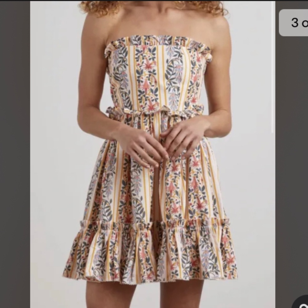 Agua by Agua Bendita Rosa Floral Strapless Mini Dress NWOT Size p Xs